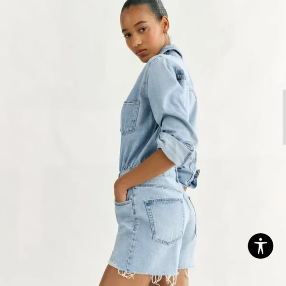 Zara Short Denim Jumpsuit - Picture 3 of 5